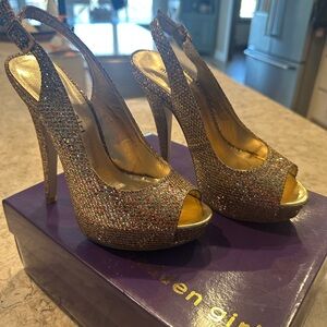 Madden Girl Multicolor Glitter Peep-Toe Heels